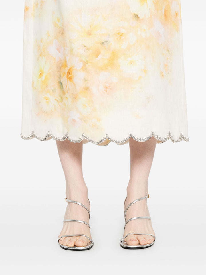 Crush Scalloped Midi Skirt