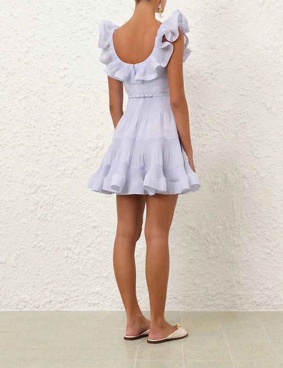 pleated frill mini dress Zimmermann Pleated Frill Mini Dress