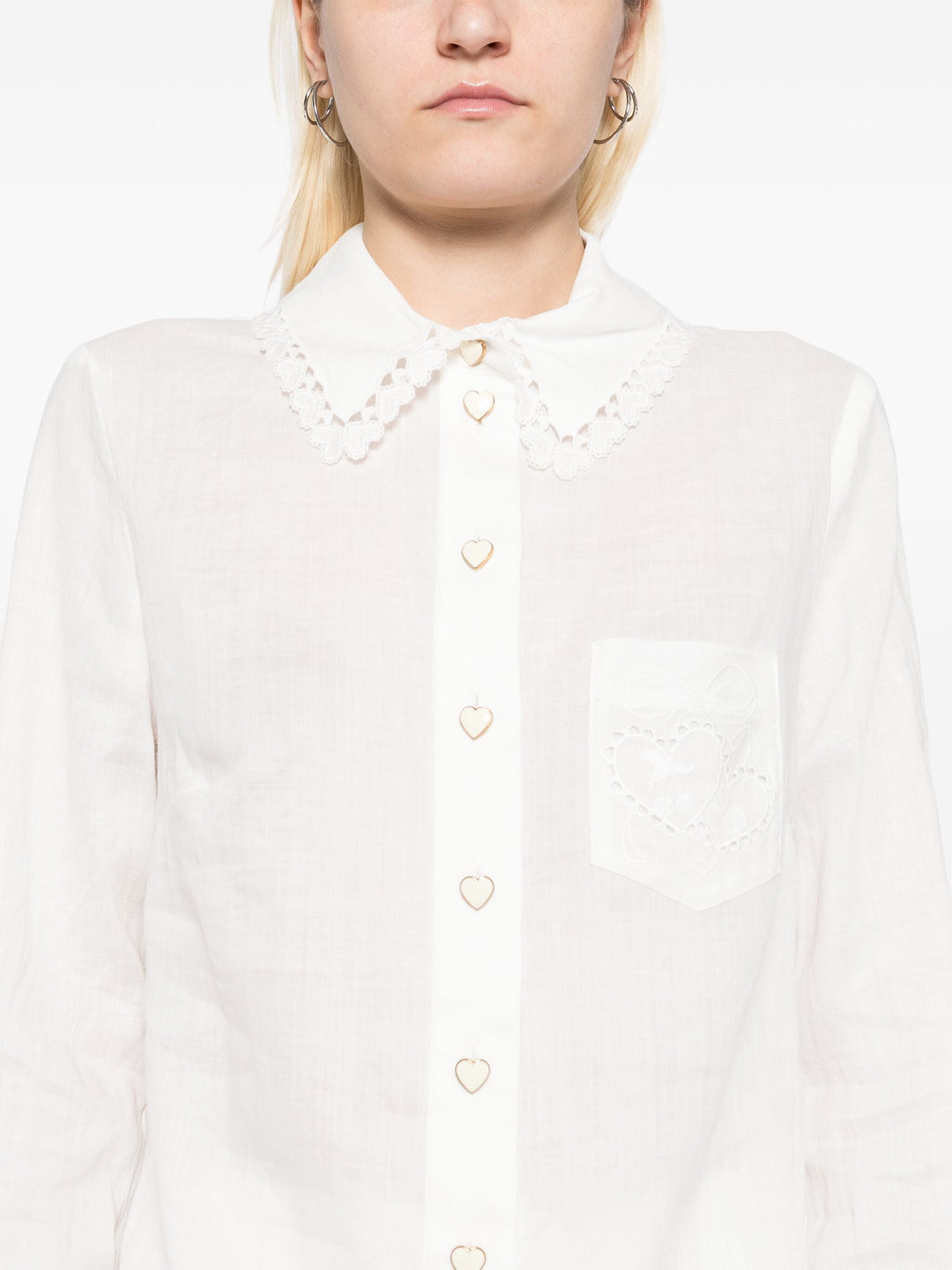 Crush Ramie Embroidered Shirt