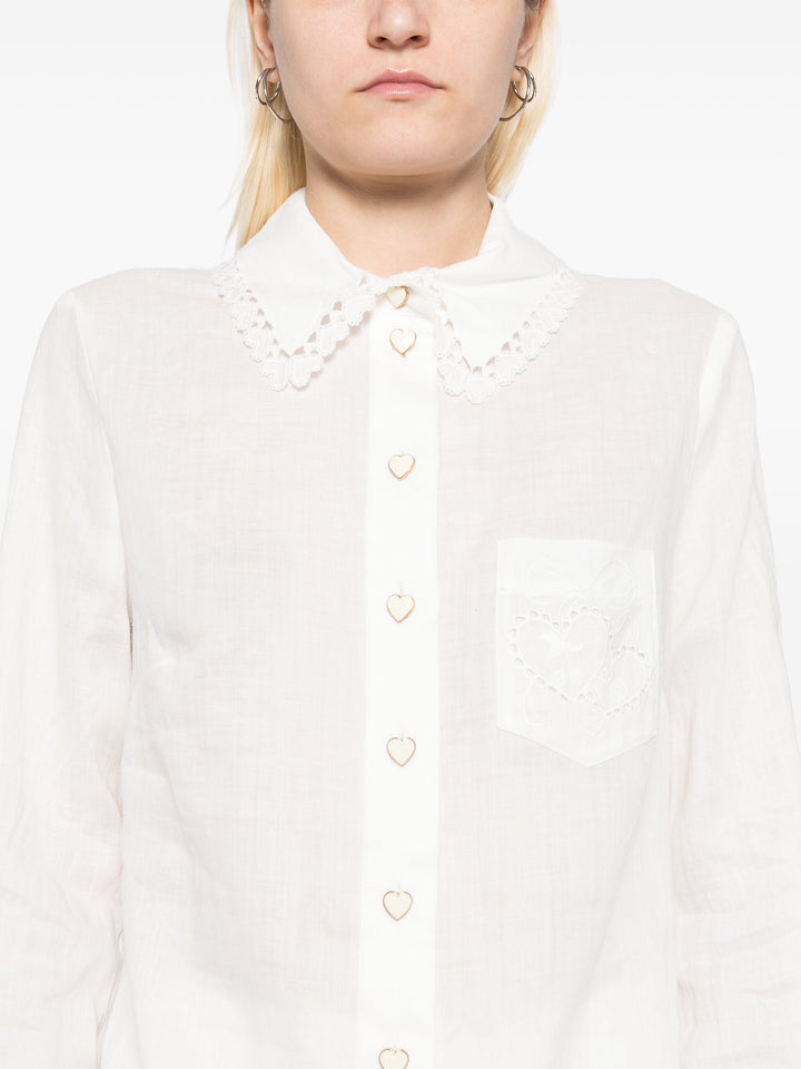 Crush Ramie Embroidered Shirt