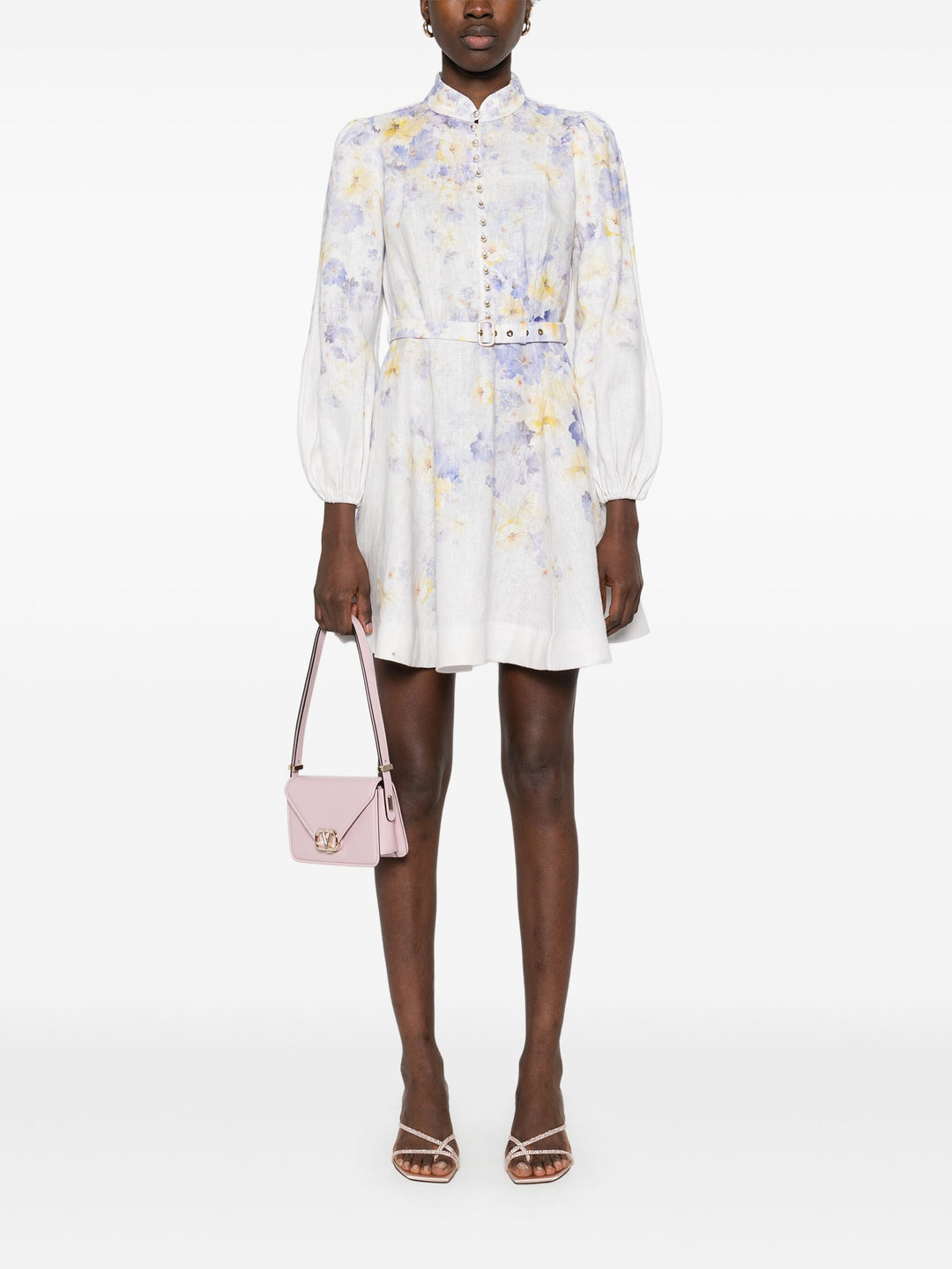 crush buttoned mini dress Zimmermann Crush Buttoned Mini Dress in Lilac Floral