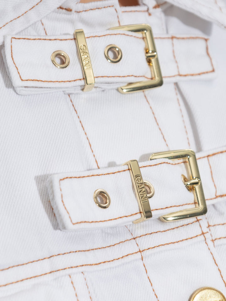 White Denim Bomber Jacket