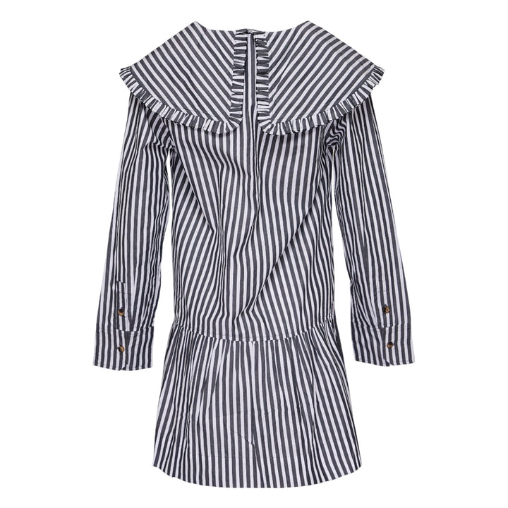 Stripe Cotton Big Collar Mini Dress