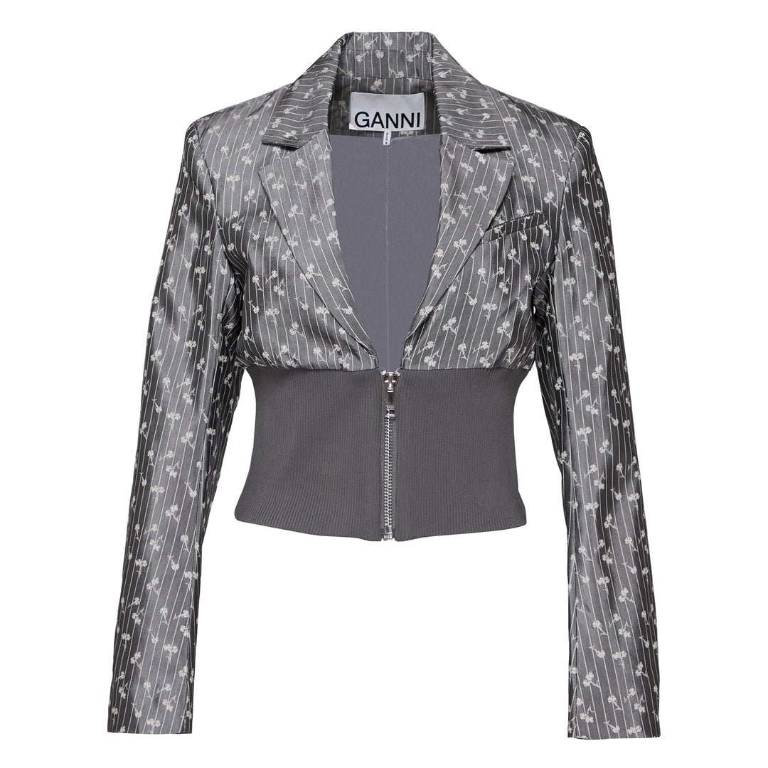 Acetate Jacquard Cropped Blazer