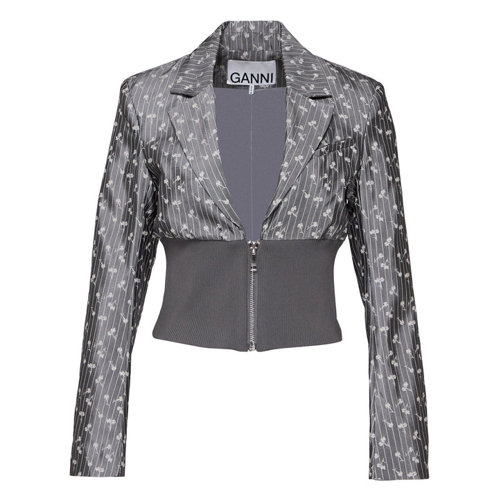 Acetate Jacquard Cropped Blazer