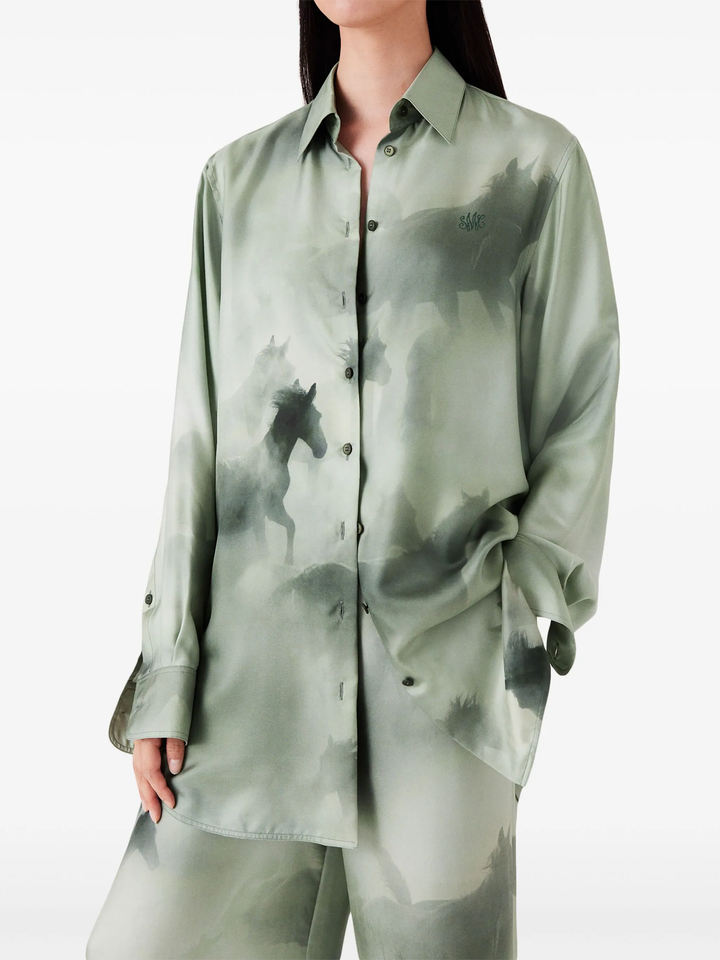 Faded Horses Print Shirt