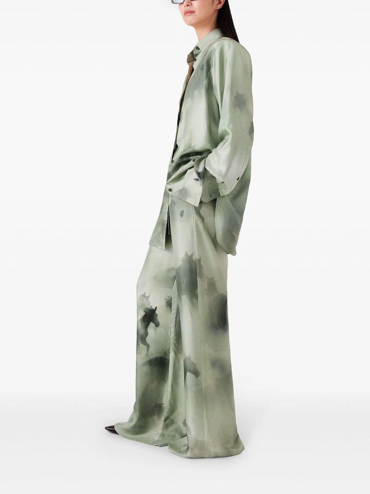 Faded Horses Print Pajama Trousers