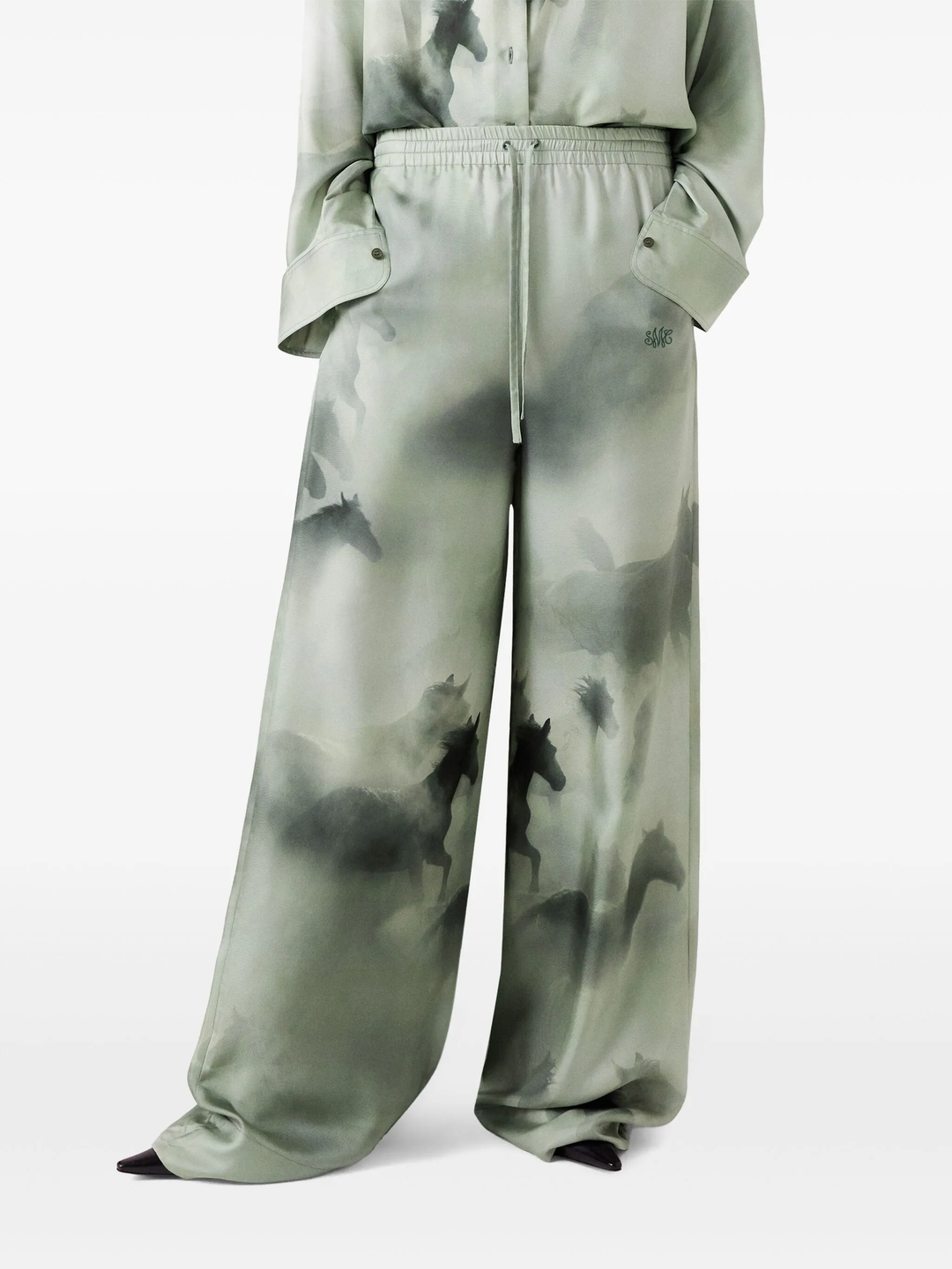 Faded Horses Print Pajama Trousers