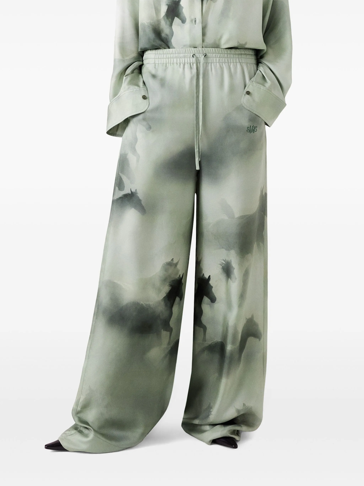 Faded Horses Print Pajama Trousers