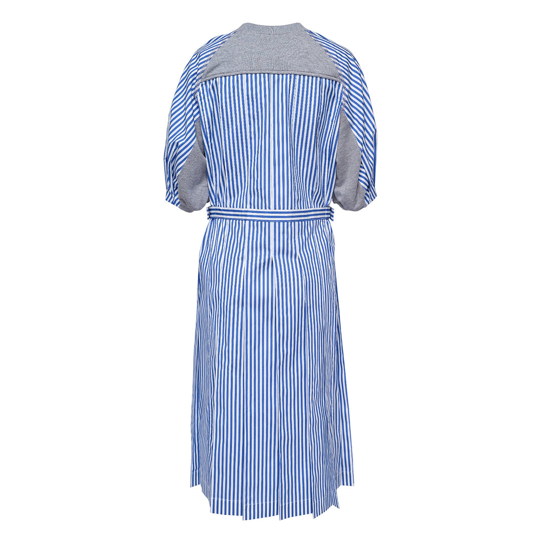 Lantern Sleeve Combo Pleat Dress