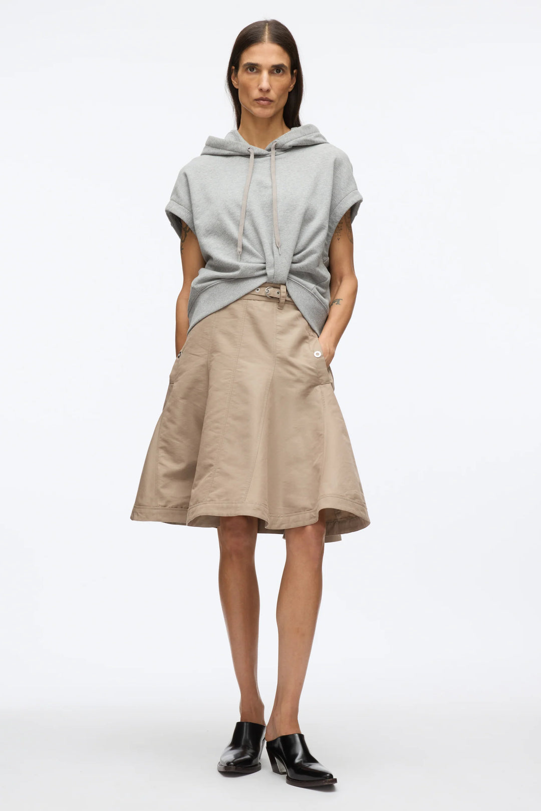 Hoodie Dress With Flounce Skirt