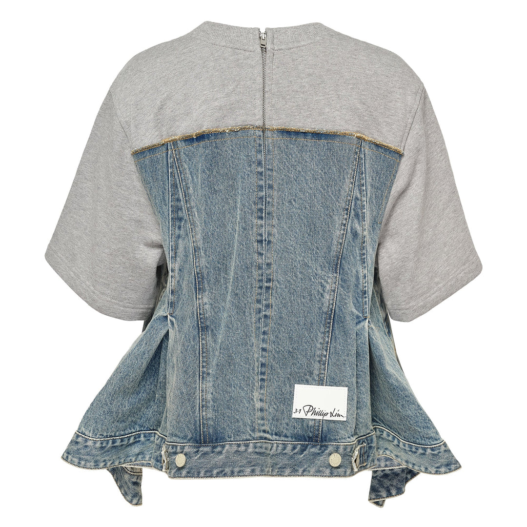 Flounce Hybrid Denim Top