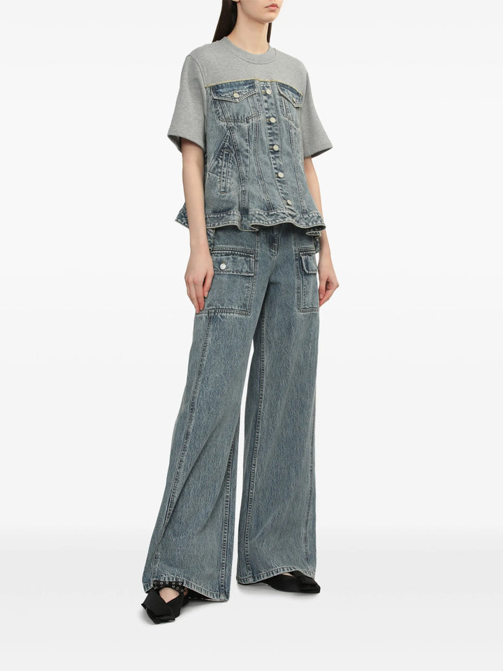 Flounce Hybrid Denim Top