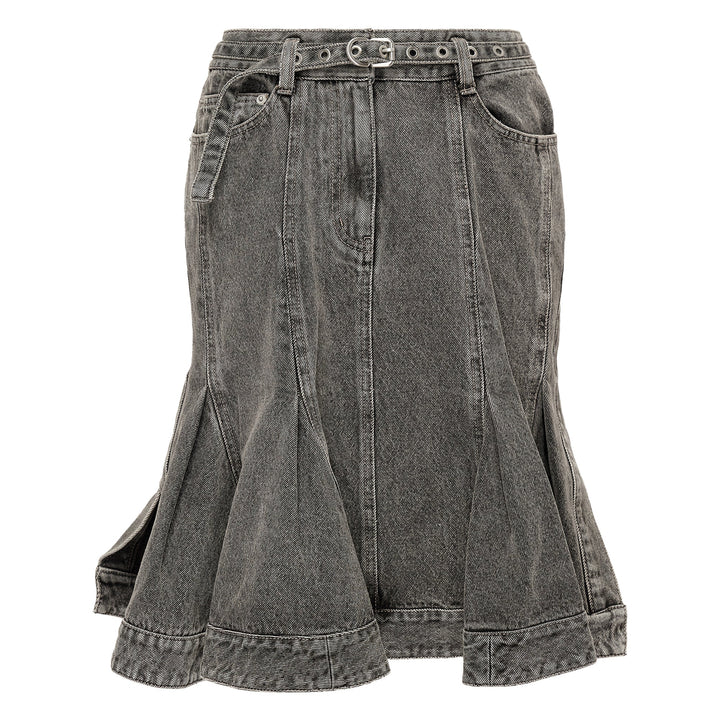 Flounce Bltd Knee Length Skirt