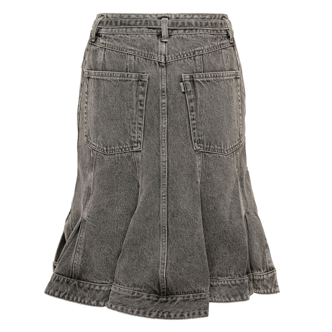 Flounce Bltd Knee Length Skirt