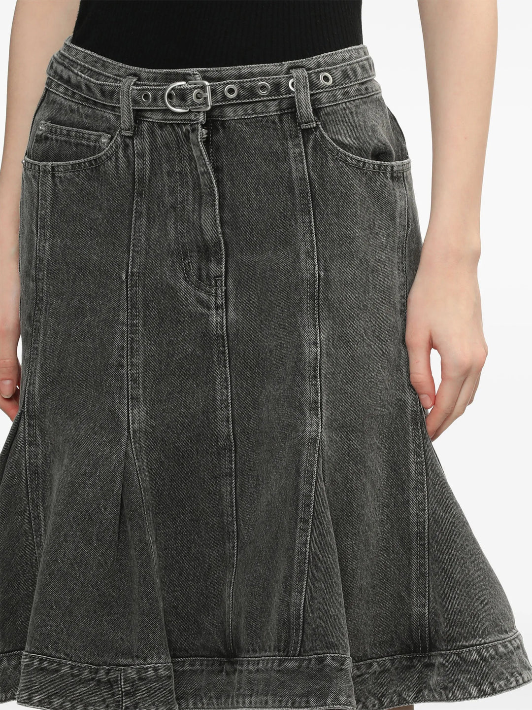 Flounce Bltd Knee Length Skirt