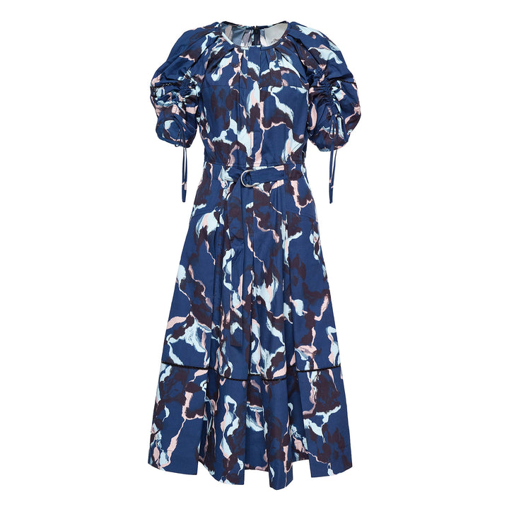 Abstract Vines Gathered Sleeve Dress