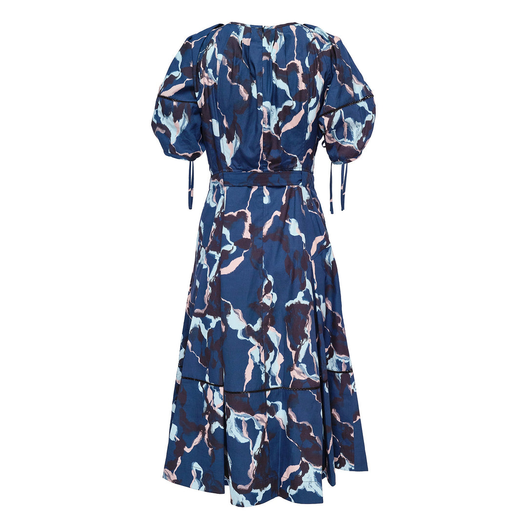 Abstract Vines Gathered Sleeve Dress
