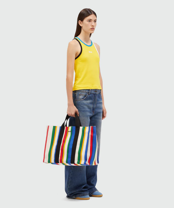Stripe Canvas Shopping Tote