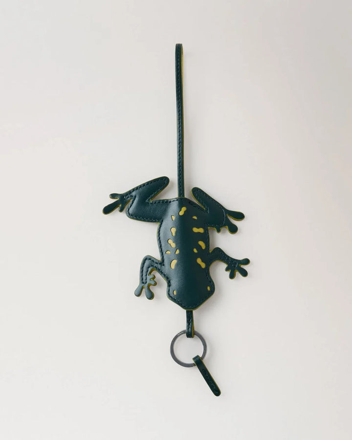 Frog Keyring Mulberry Green Silky Calf