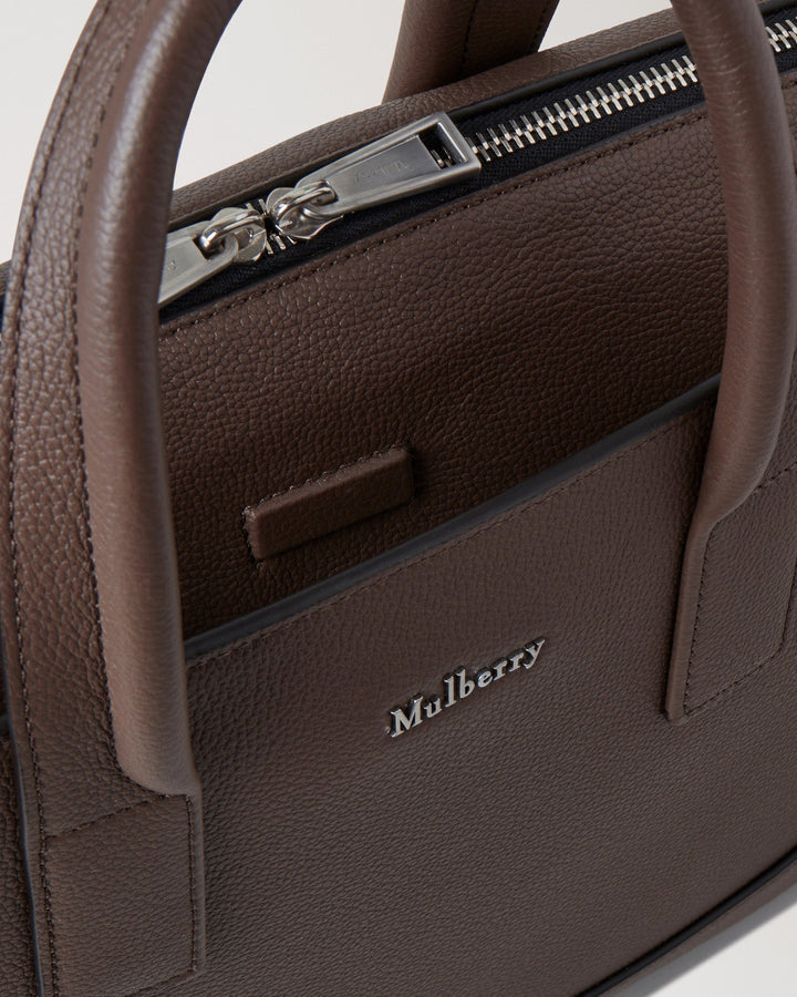 Farringdon Briefcase Taupe Brown Small Pebble Grain