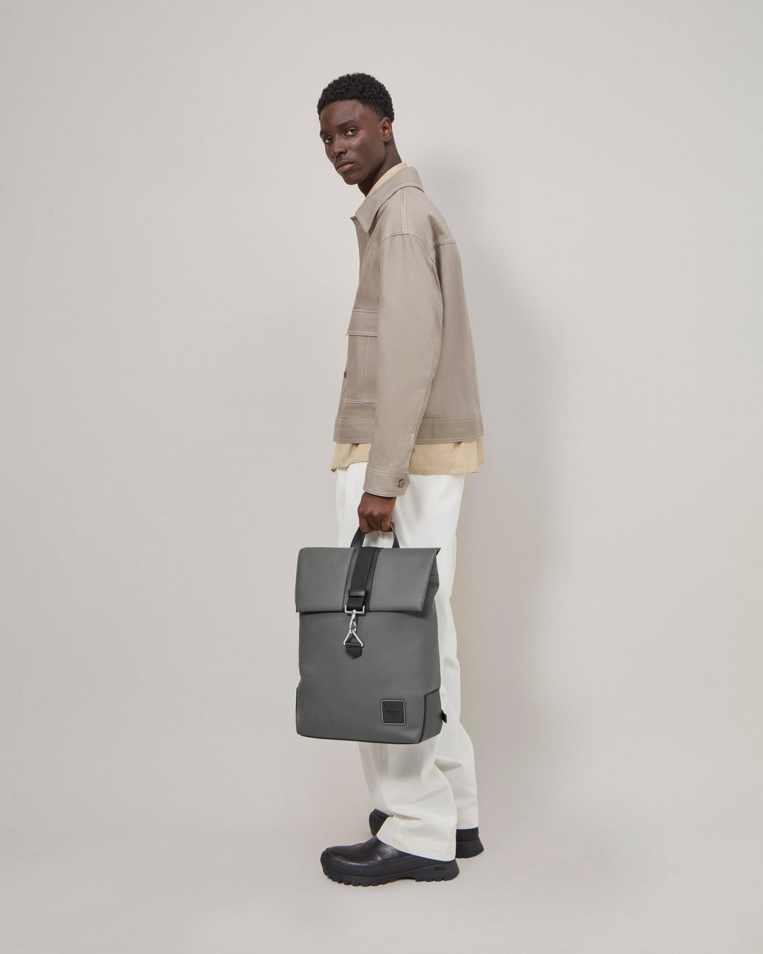 Dalston Backpack Asphalt & Black Coated Canvas & Rubberised Leather