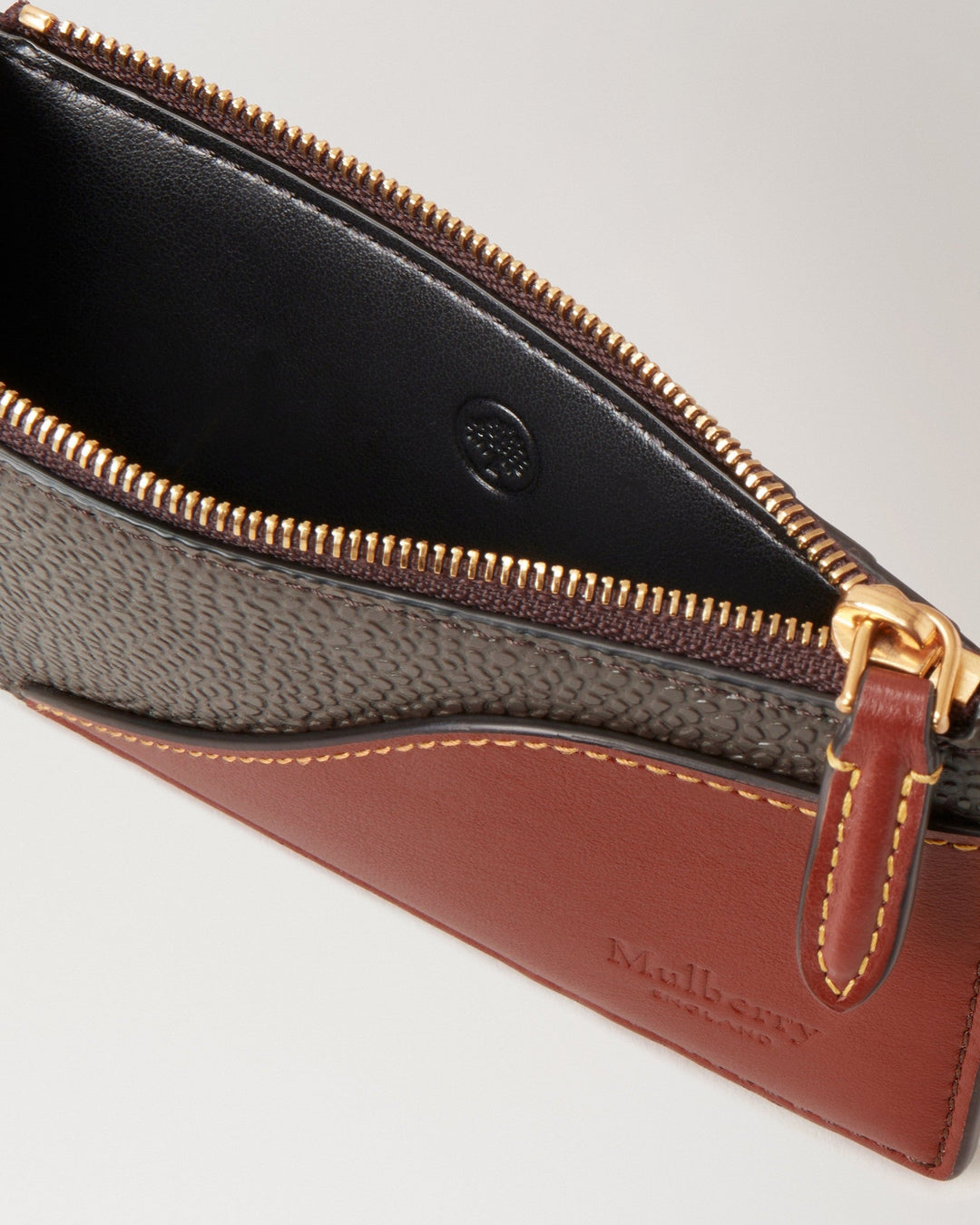 Heritage Zipped Long Card Holder Mole & Cognac Printed Bioveg Scotchgrain & Flat Calf