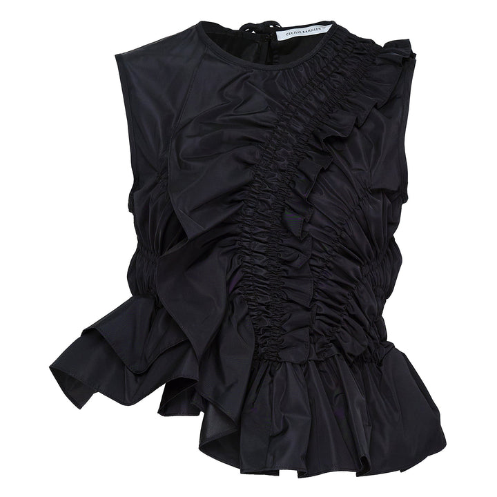 Sleeveless Smock Top With Asymmetric Hem