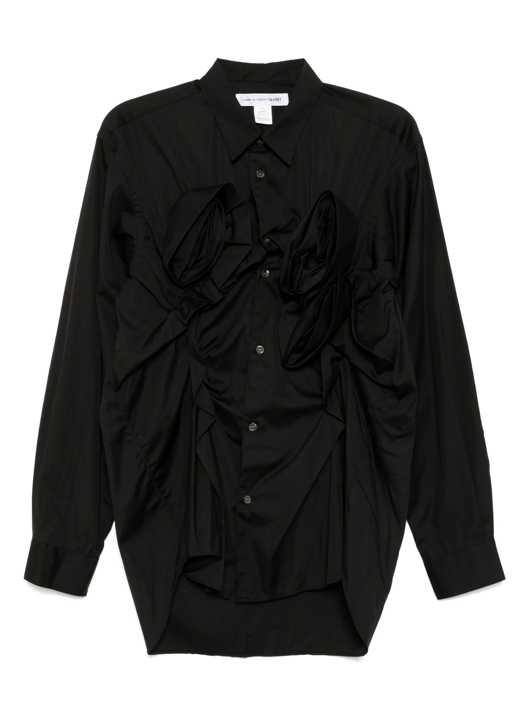 Cotton Plain Poplin Shirt With 3D