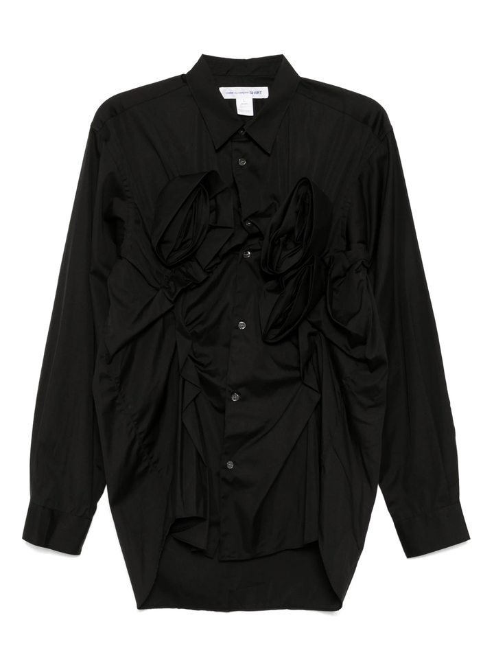 Cotton Plain Poplin Shirt With 3D