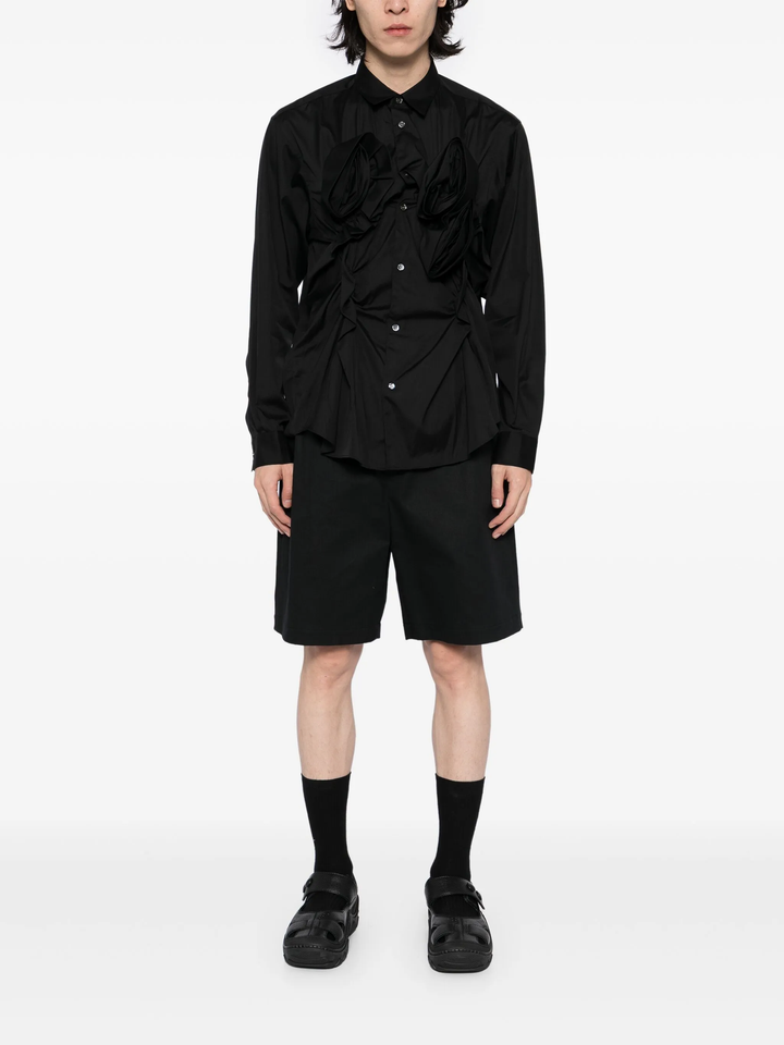 Cotton Plain Poplin Shirt With 3D