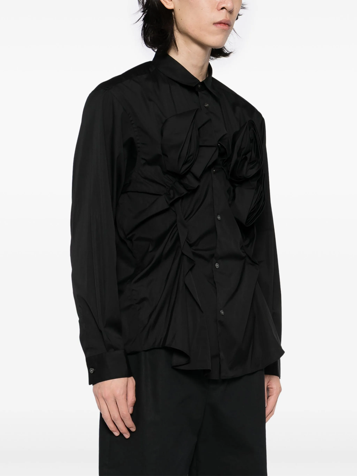 Cotton Plain Poplin Shirt With 3D