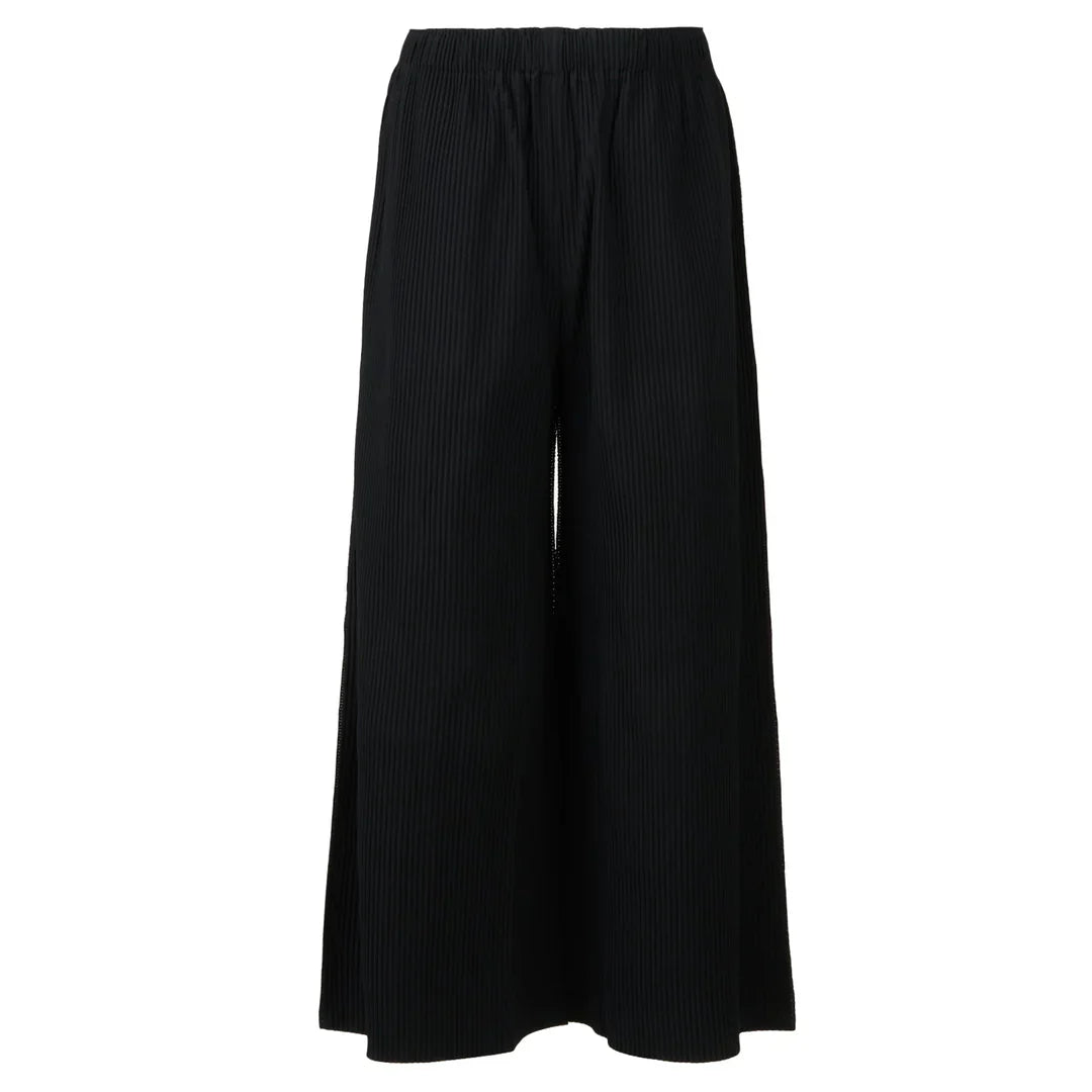 Fine Knit Pleats Black Pants