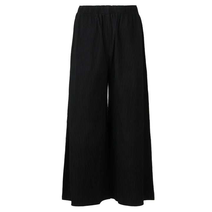 Fine Knit Pleats Black Pants