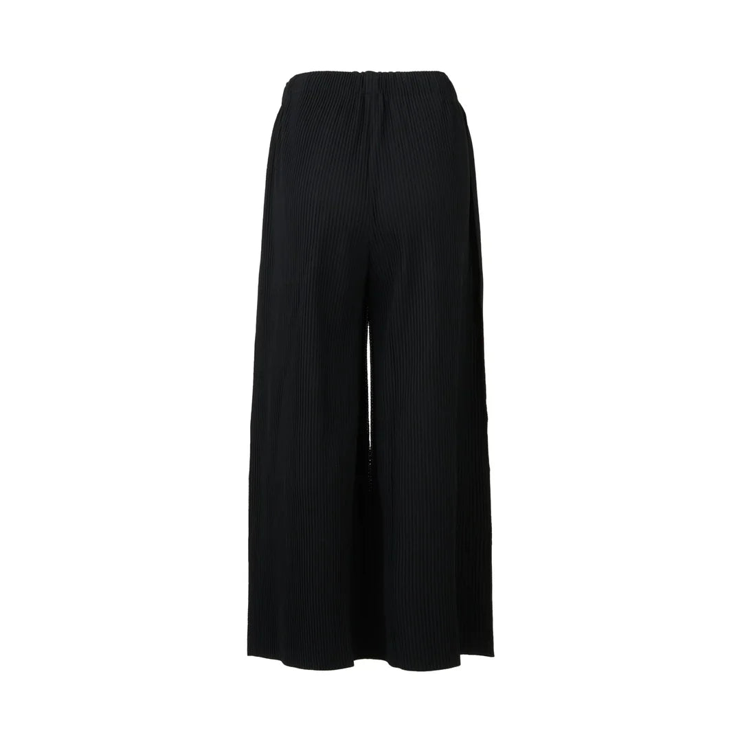 Fine Knit Pleats Black Pants