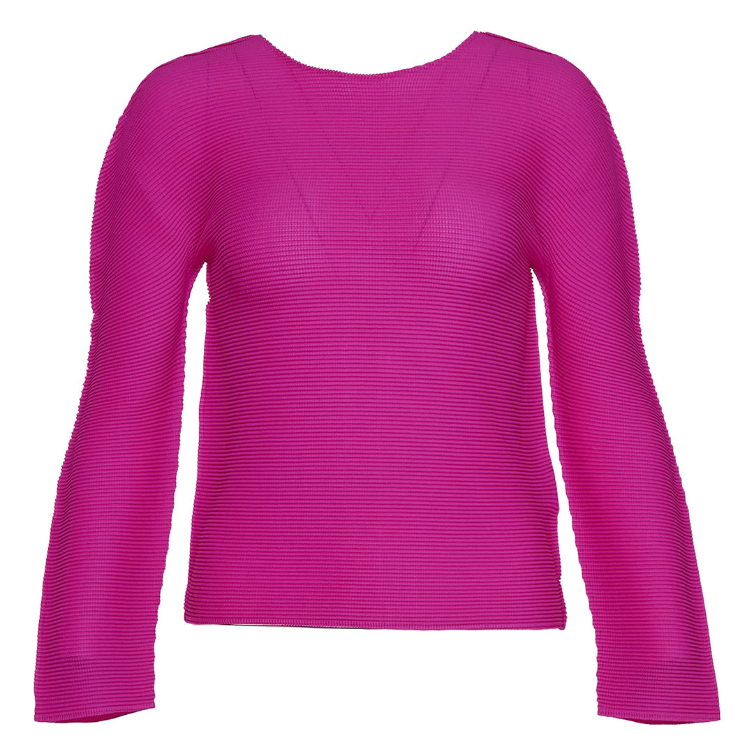 Stretch Pleats Round Neck Top