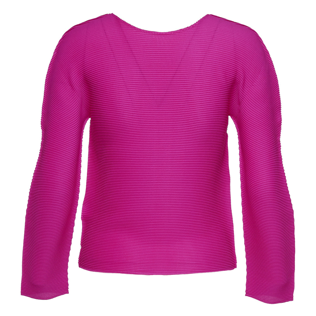 Stretch Pleats Round Neck Top