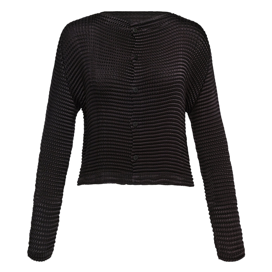 Suede Like Pleats Pleated Cardigan