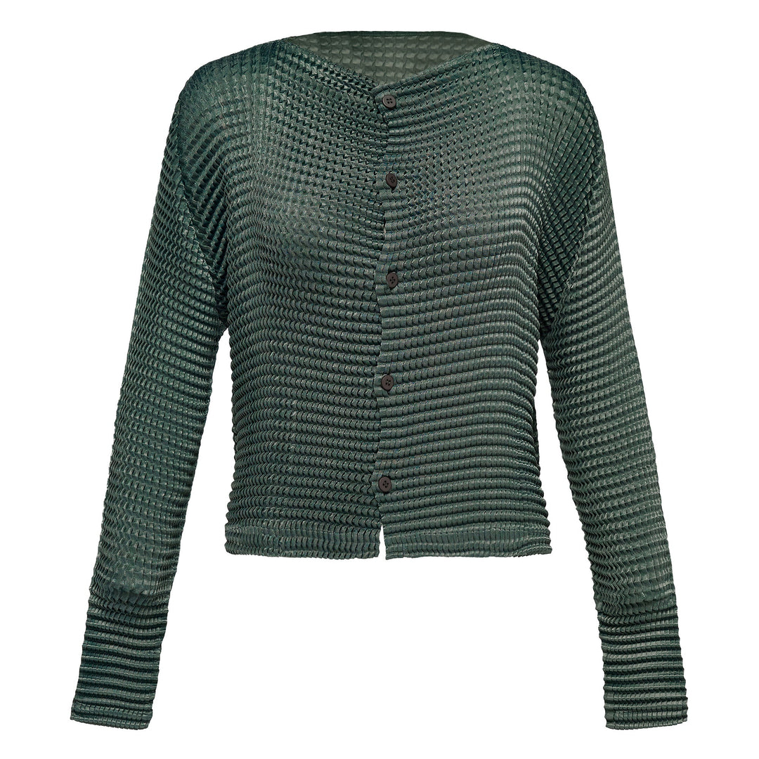 Suede Like Pleats Pleated Cardigan