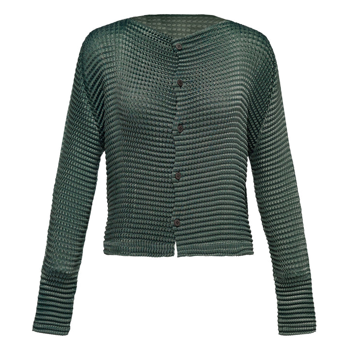 Suede Like Pleats Pleated Cardigan