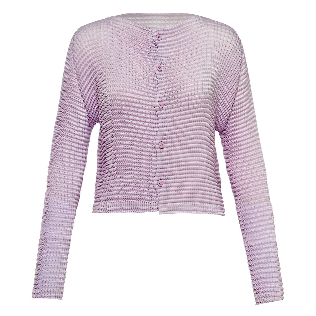 Suede Like Pleats Pleated Cardigan