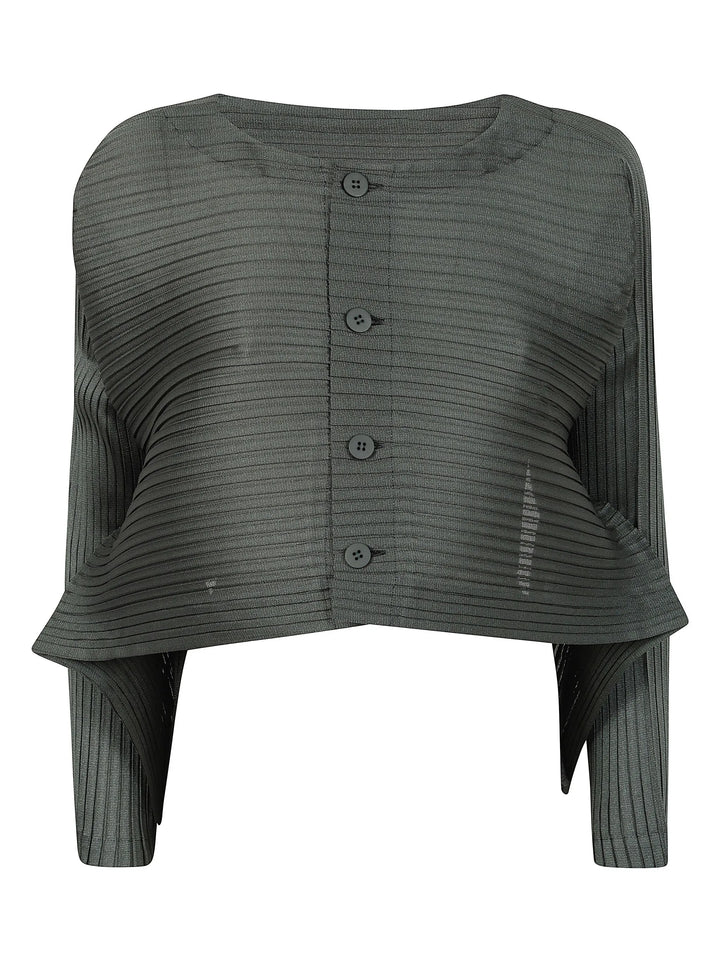 Paneled Pleats Pleated Cardigan