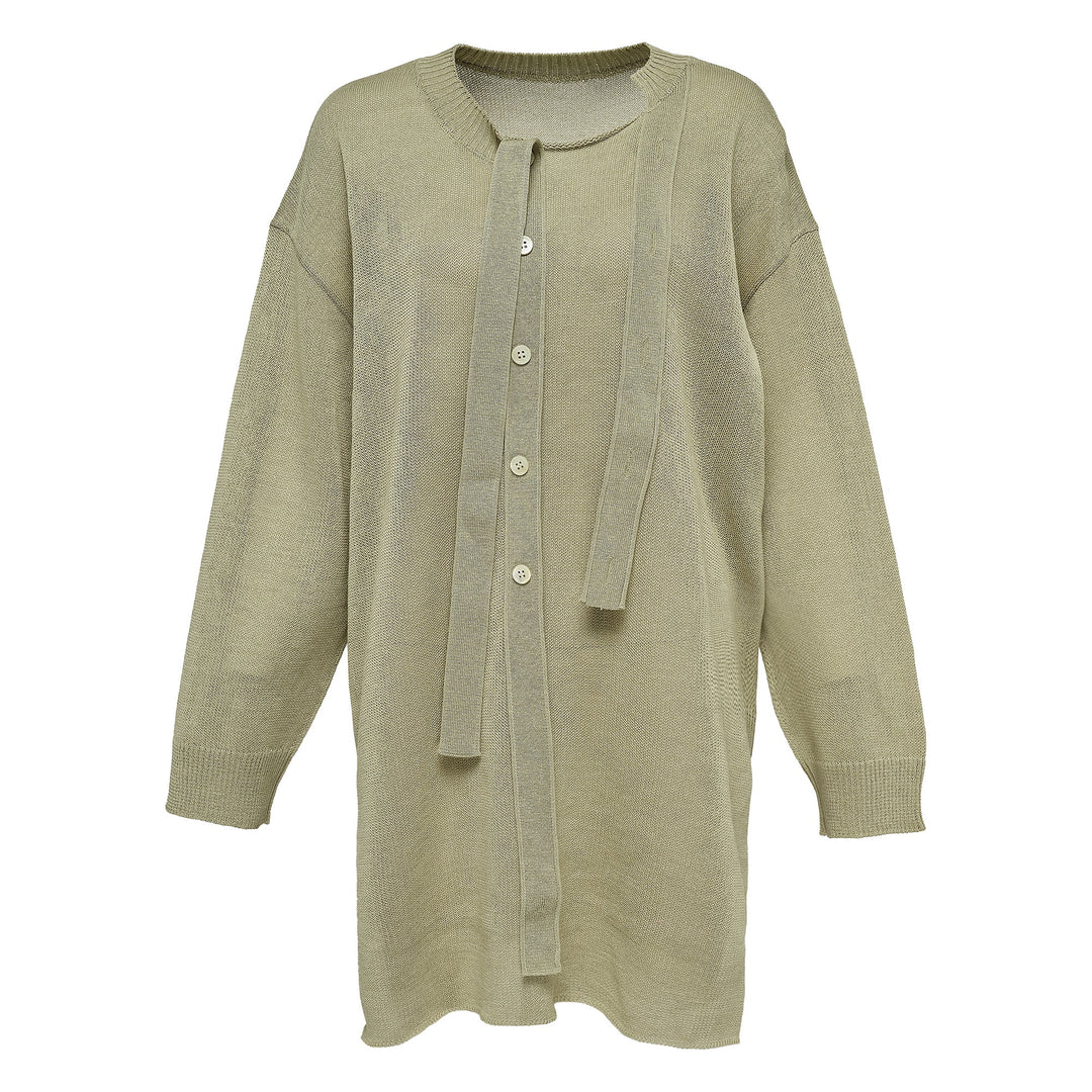 Buttoned Drape Knit Sweater