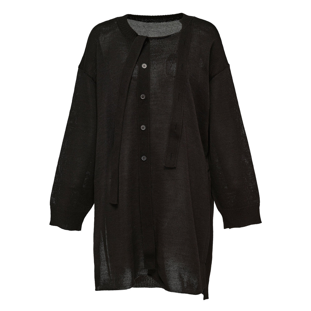 Buttoned Drape Knit Sweater