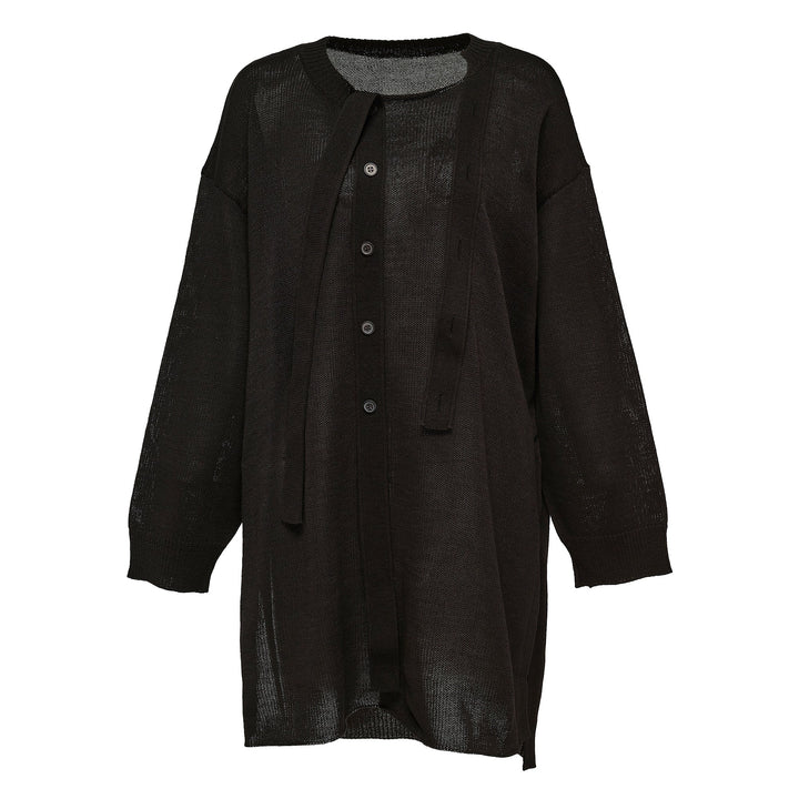 Buttoned Drape Knit Sweater