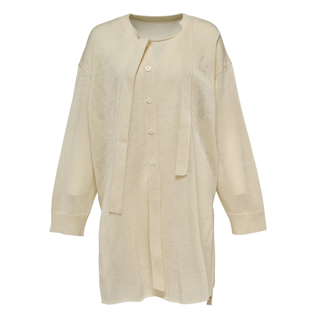 Buttoned Drape Knit Sweater