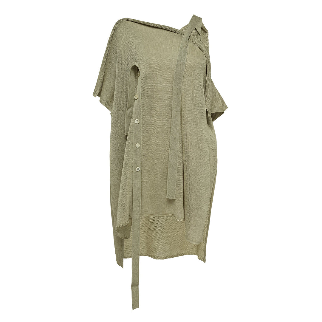Buttoned Drape Knit Sweater