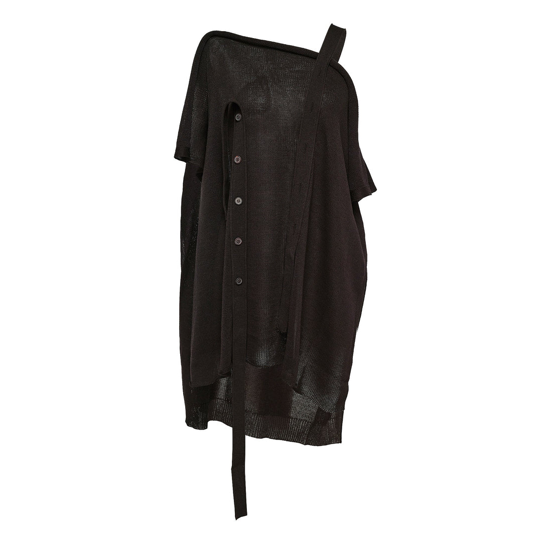 Buttoned Drape Knit Sweater