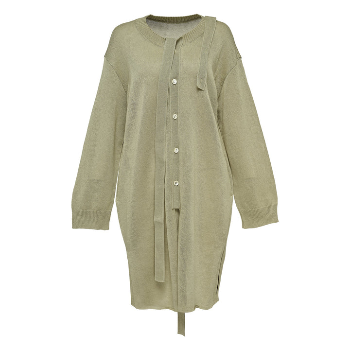 Buttoned Drape Knit Cardigan