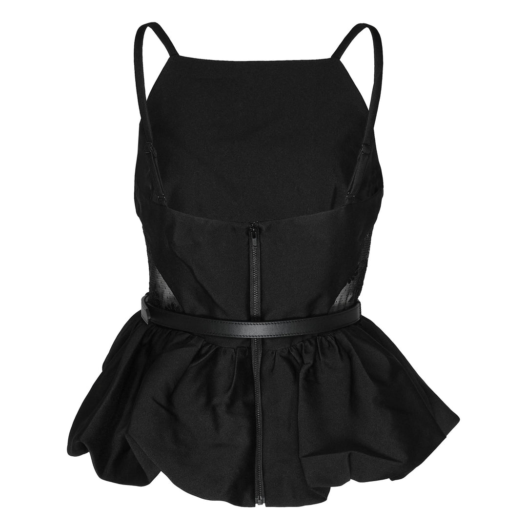Black Taffeta Peplum Top